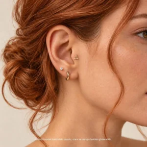 Taşlı Üçgen Çemberi Tragus Piercing