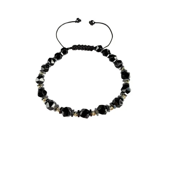 Hematit ve Oniks Taşı Altın Bileklik | 25BL150 Hematit ve Oniks Taşı Altın Bileklik | 25BL150