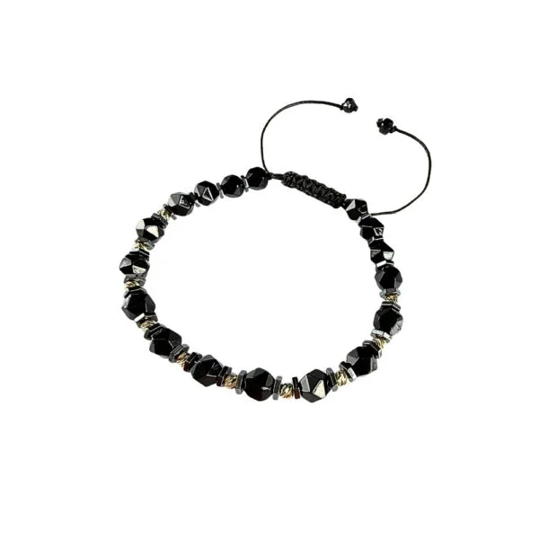 Hematit ve Oniks Taşı Altın Bileklik | 25BL150 Hematit ve Oniks Taşı Altın Bileklik | 25BL150