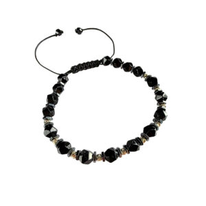 Hematit ve Oniks Taşı Altın Bileklik | 25BL150
