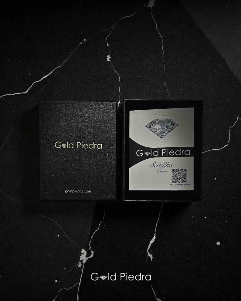 Gold Piedra sertifikalı altın mücevher kutusu ve garanti belgesi