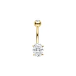 14 Ayar Altın Oval Taşlı Göbek Piercing