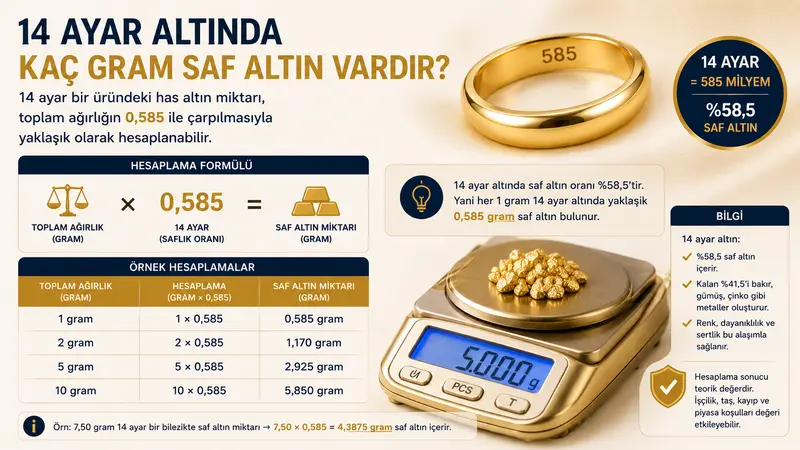 14 ayar altında kaç gram saf altın vardır?