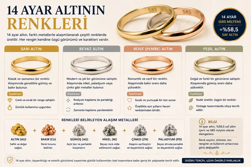 14 ayar altının renkleri
