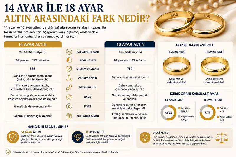 14 ayar İle 18 ayar altın arasındaki fark nedir?