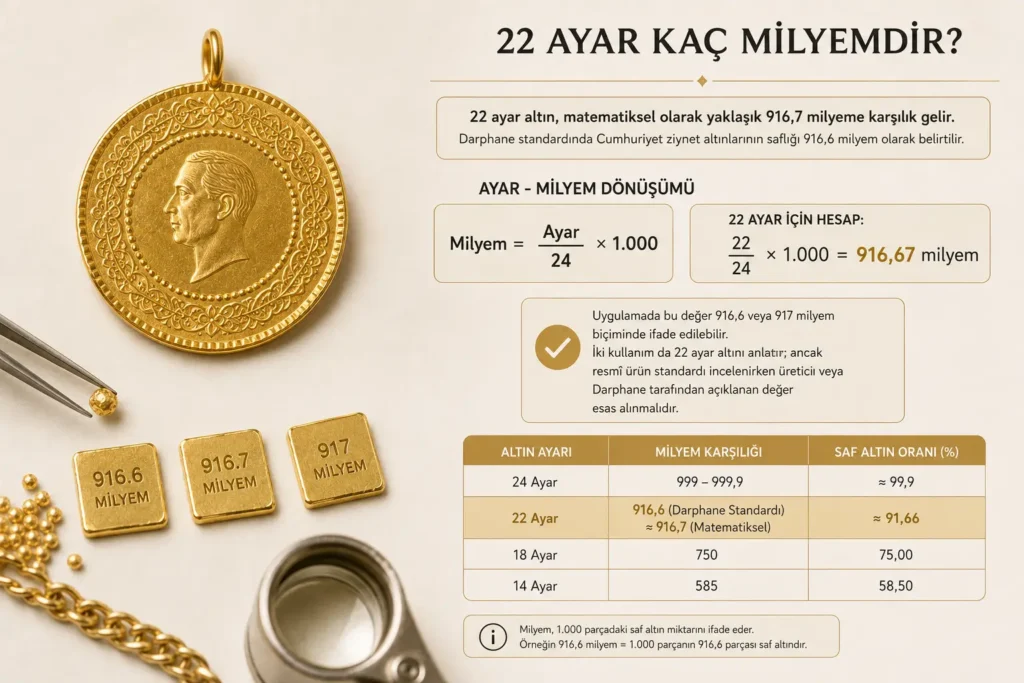 22 ayar kaç milyemdir?