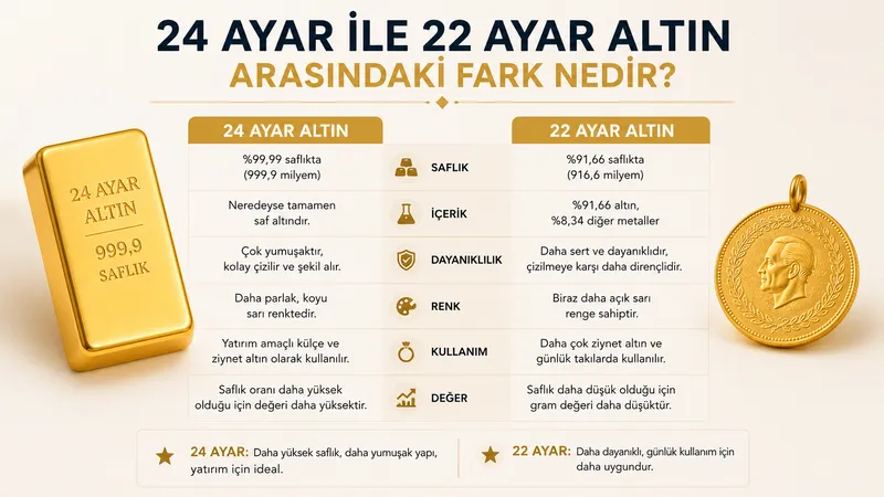 24 ayar İle 22 ayar altın arasındaki fark nedir?