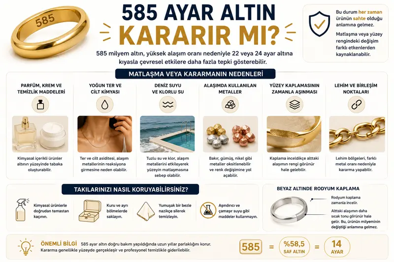 585 ayar altın kararır mı?
