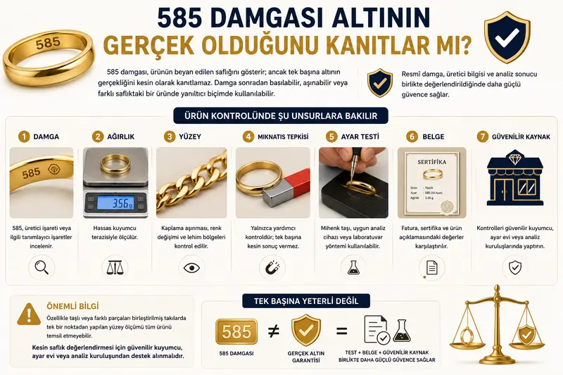 585 damgası altının gerçek olduğunu kanıtlar mı?