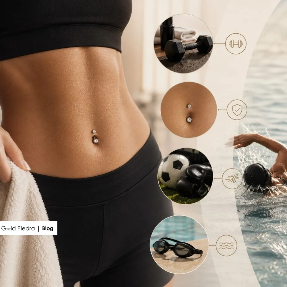 Spor ve yüzme antrenmanları sonrası altın göbek piercing temizliği ve bakım ritüelleri için gerekli hazırlıklar.