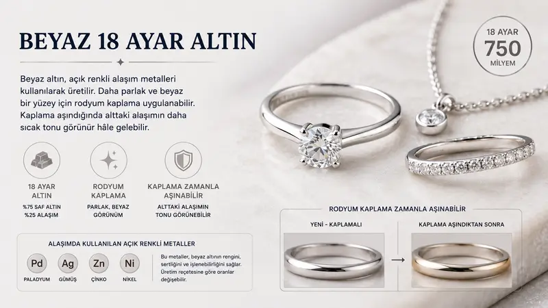 Beyaz 18 ayar altın
