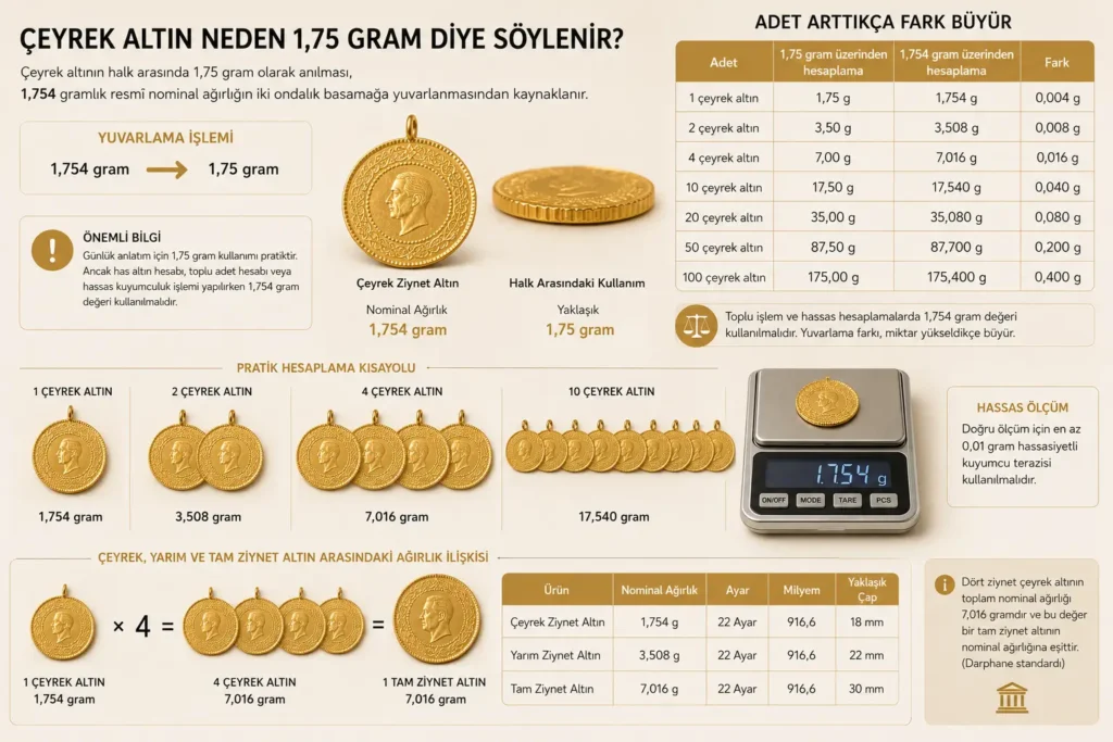 Çeyrek altın neden 1,75 gram diye söylenir?