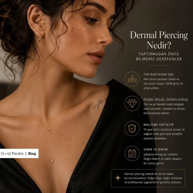 Gold Piedra uzmanlarından dermal piercing nedir ve yaptırmadan önce bilinmesi gerekenler kapak görseli.