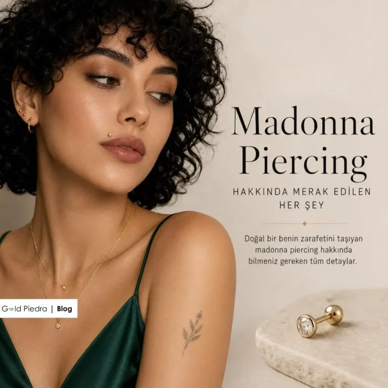 Gold Piedra uzmanlarından madonna piercing hakkında merak edilenler ve 14 ayar altın takı estetiği kapak görseli.