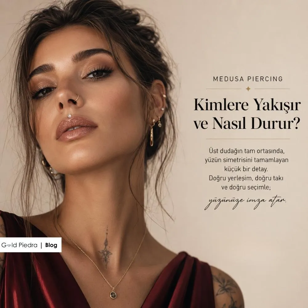 Gold Piedra stil danışmanlarından medusa piercing kimlere yakışır ve yüz simetrisindeki duruşu kapak görseli.