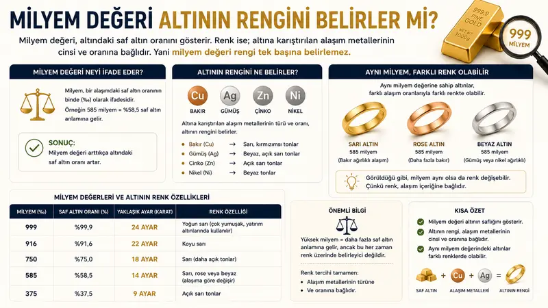 Milyem değeri altının rengini belirler mi?