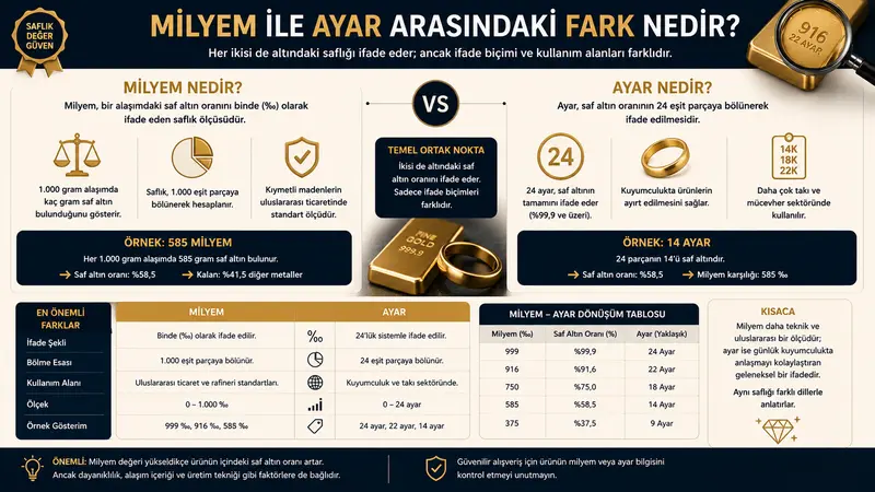 milyem İle ayar arasındaki fark nedir?