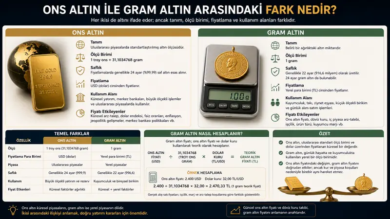 Ons altın İle gram altın arasındaki fark nedir?