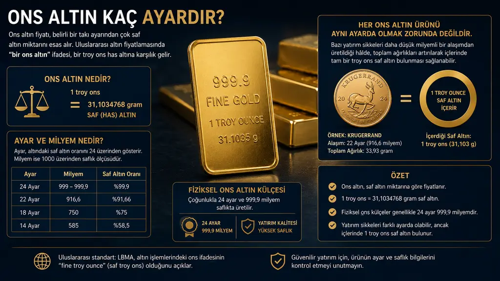 Ons altın kaç ayardır?