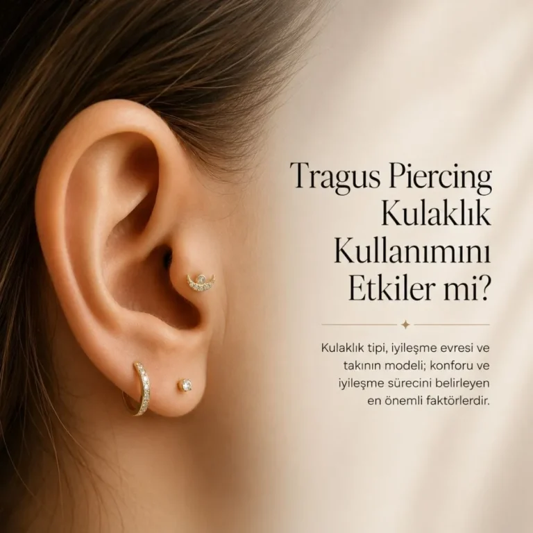 Gold Piedra uzmanlarından tragus piercing ile kulak içi ve kulak üstü kulaklık kullanımının etkileri rehberi kapak görseli.