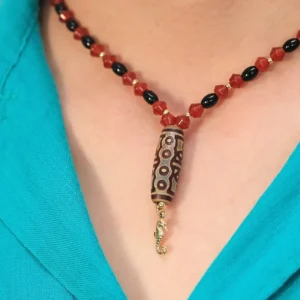 Deniz Atı Uçlu Tibet Akik Oniks Erkek Kolye