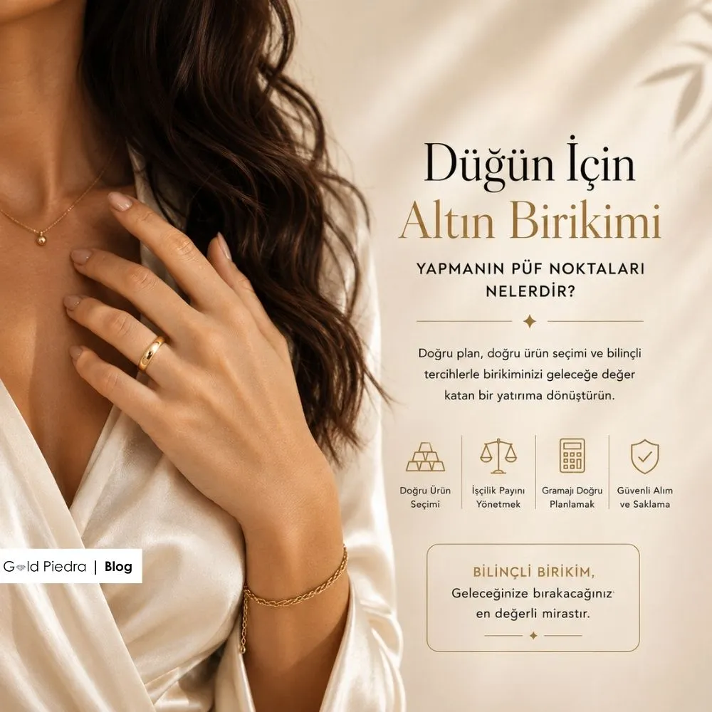 Gold Piedra uzmanlarından düğün için altın birikimi yapmanın püf noktaları ve doğru yatırım planlaması kapak görseli.