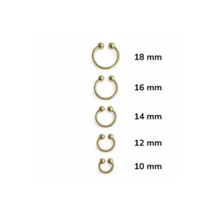 14 Ayar Altın Çift Toplu Yarım Halka Piercing