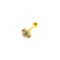 14 Ayar Altın Dörtgen Baget Taşlı Tragus Piercing