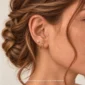 14 Ayar Altın Dörtgen Baget Taşlı Tragus Piercing