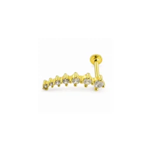 14 Ayar Altın Kademeli Sıra Taşlı Tragus Piercing