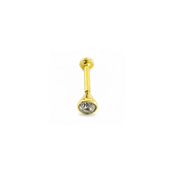 14 Ayar Altın Konik Yuvalı Tek Taşlı Tragus Piercing 14 Ayar Altın Konik Yuvalı Tek Taşlı Tragus Piercing