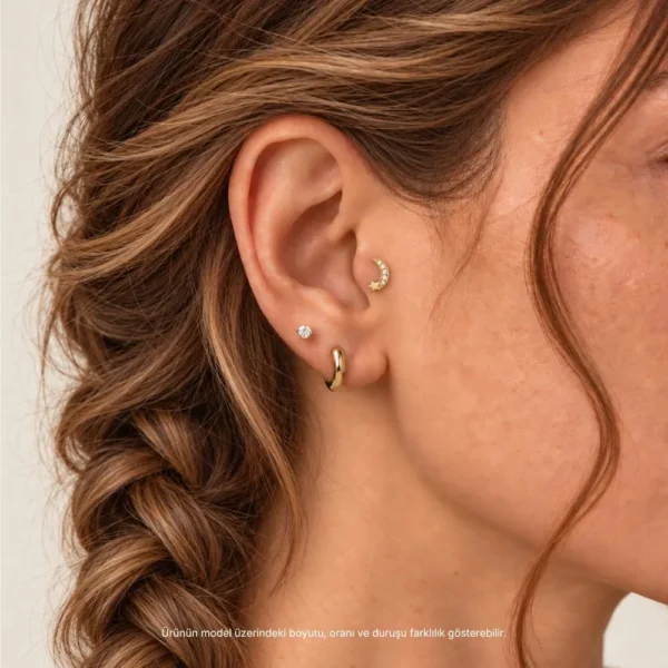 14 Ayar Altın Taşlı Ay Yıldız Model Tragus Piercing 14 Ayar Altın Taşlı Ay Yıldız Model Tragus Piercing