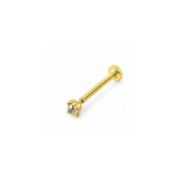 14 Ayar Altın Tırnaklı Tek Taşlı Tragus Piercing 14 Ayar Altın Tırnaklı Tek Taşlı Tragus Piercing