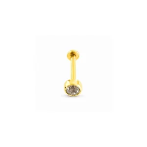 14 Ayar Altın Top Başlıklı Tek Taşlı Tragus Piercing
