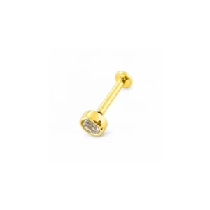 14 Ayar Altın Top Başlıklı Tek Taşlı Tragus Piercing