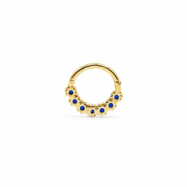 Lacivert Taşlı Halka Altın Helix Piercing Lacivert Taşlı Halka Altın Helix Piercing