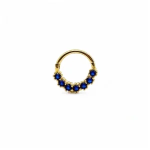 Lacivert Taşlı Halka Altın Helix Piercing