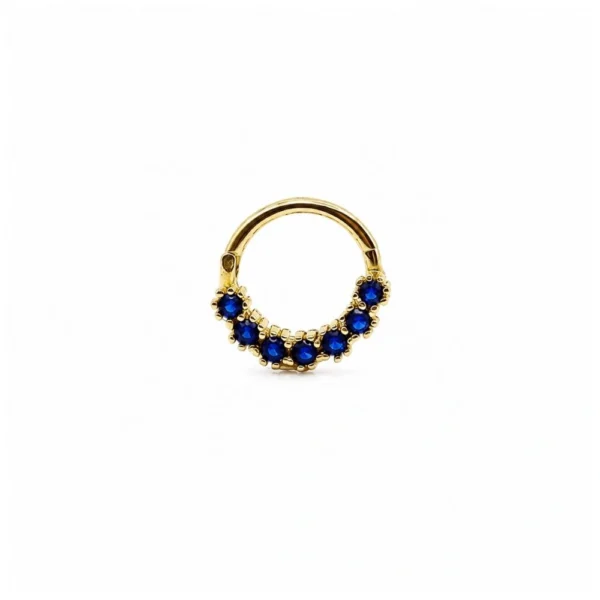 Lacivert Taşlı Halka Altın Helix Piercing Lacivert Taşlı Halka Altın Helix Piercing