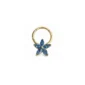 Mavi Taşlı Çiçek Figürlü Altın Halka Helix Piercing