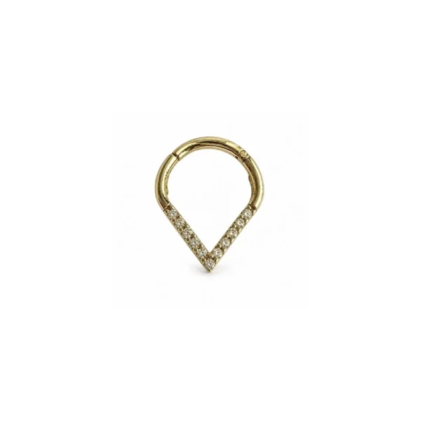 V Formlu Beyaz Sıra Taşlı Altın Halka Helix Piercing V Formlu Beyaz Sıra Taşlı Altın Halka Helix Piercing