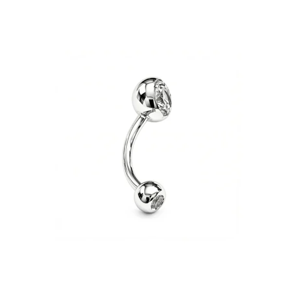 Yuvarlak Çerçeveli Beyaz Altın Göbek Piercing Yuvarlak Çerçeveli Beyaz Altın Göbek Piercing