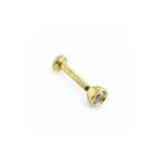 Yuvarlak Çerçeveli Tek Taşlı Konik Altın Tragus Piercing